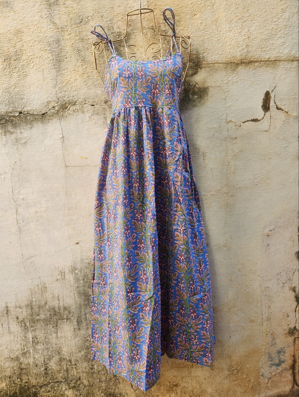 Zara's Classic Tube Dress Light Blue and flowers