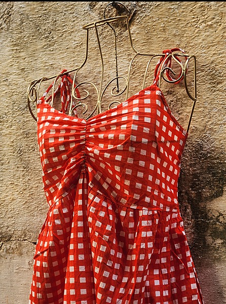 Fiza's Gentle Scrunch Tube Dress -Orange Gingham