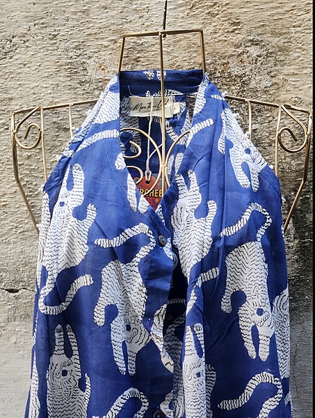 Cyra's Racer Back Dress - Blue with Tigers