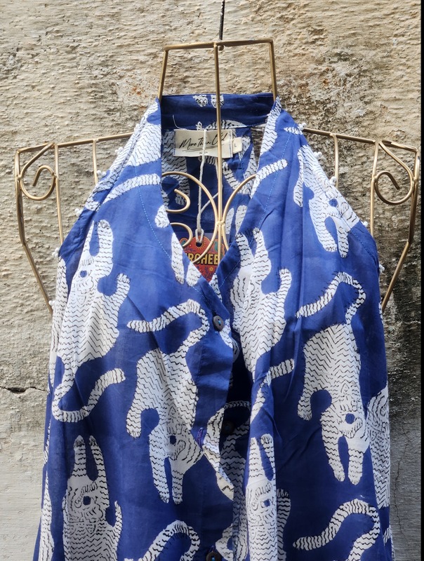 Cyra's Racer Back Dress - Blue with Tigers