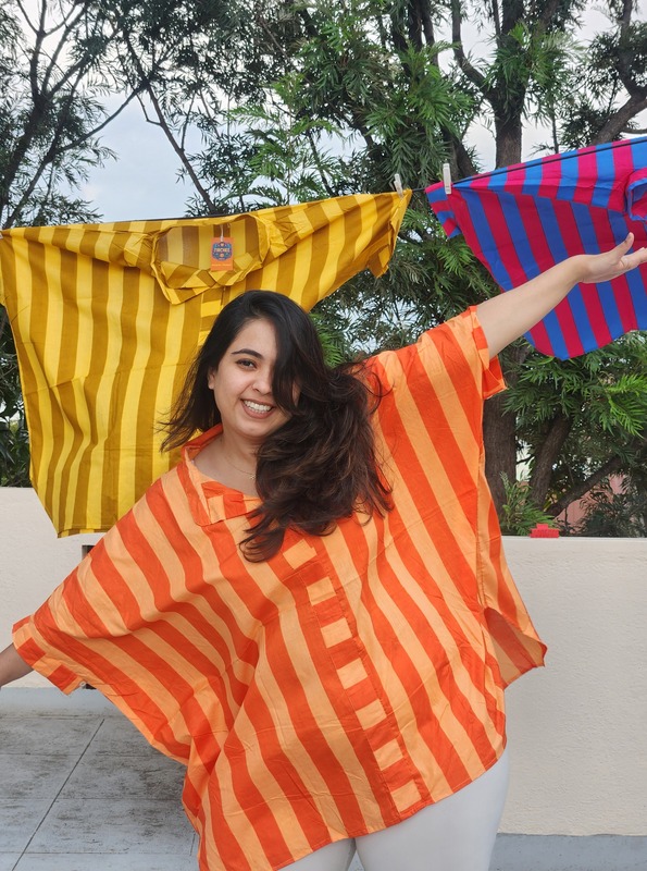 Junoon's Anti-Fit Shirt - Orange & peach Stripes