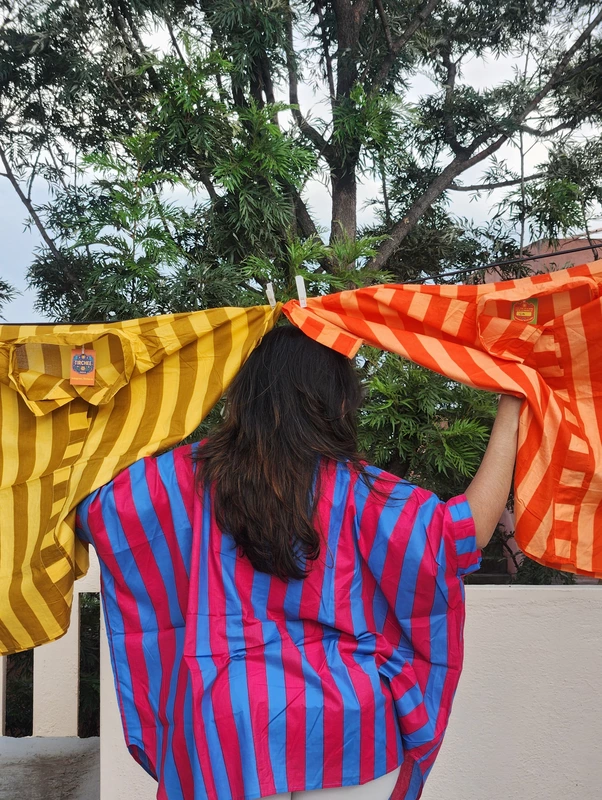 Junoon's Anti-Fit Shirt - Hot Pink & Blue Stripes