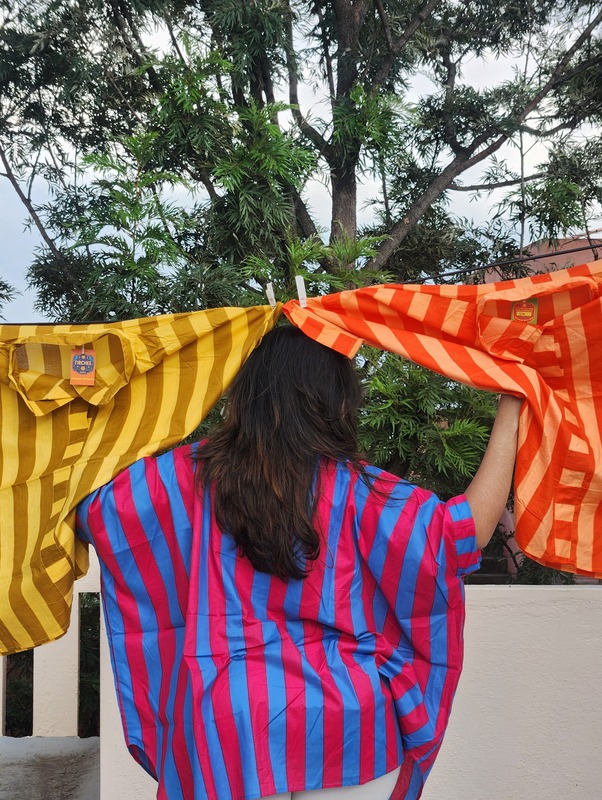 Junoon's Anti-Fit Shirt - Hot Pink & Blue Stripes