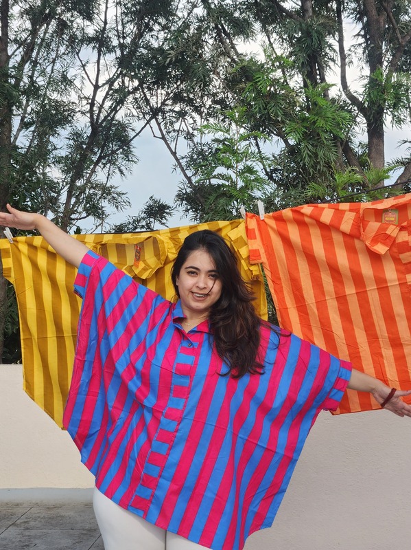 Junoon's Anti-Fit Shirt - Hot Pink & Blue Stripes