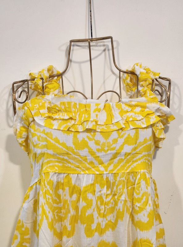 Siya's Soft Frill Tube Dress - Sunshine Yellow & White