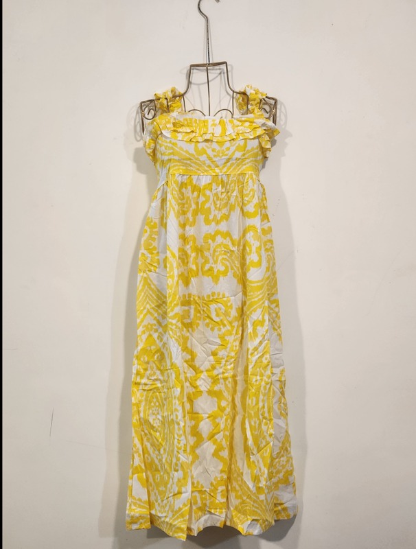 Siya's Soft Frill Tube Dress - Sunshine Yellow & White
