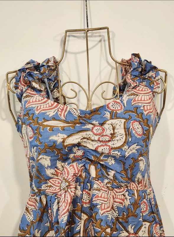 Freya's gentle Scrunch Frill Dress - Sky Garden