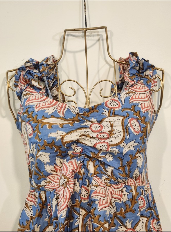 Freya's gentle Scrunch Frill Dress - Sky Garden