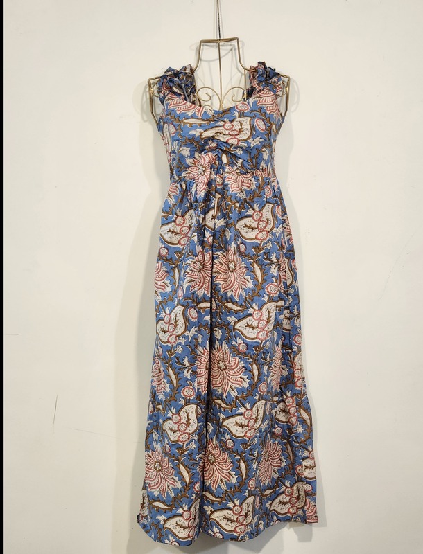 Freya's gentle Scrunch Frill Dress - Sky Garden