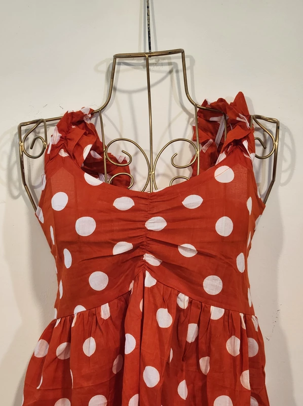 Freya's gentle Scrunch Frill Dress - Sunset Dots