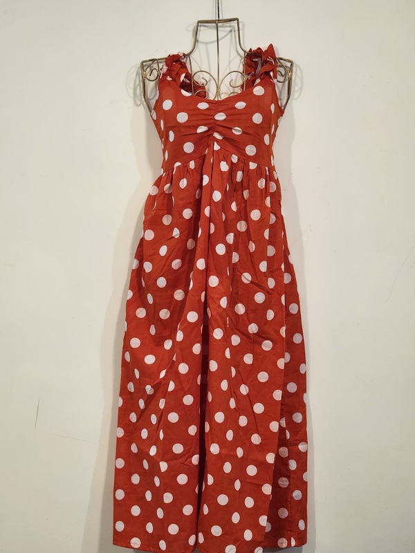 Freya's gentle Scrunch Frill Dress - Sunset Dots