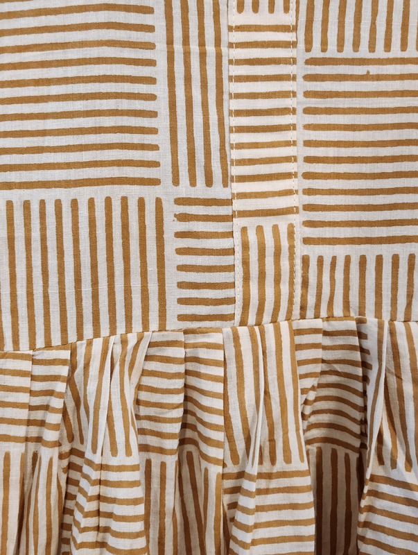 Gauri's Tiered Bell Sleeve Dress - Cream & Mustard Stripes