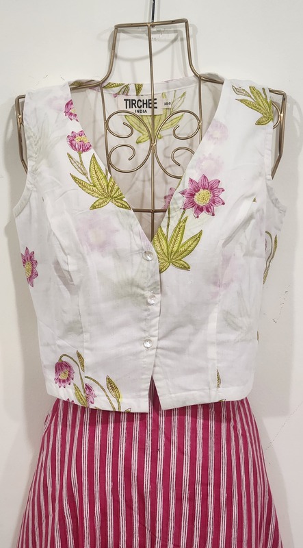 Nutan's princess top and straight skirt set - White & Pink