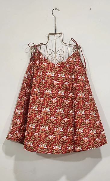 Charu's Pin-Tuck Top- Red & Flowers