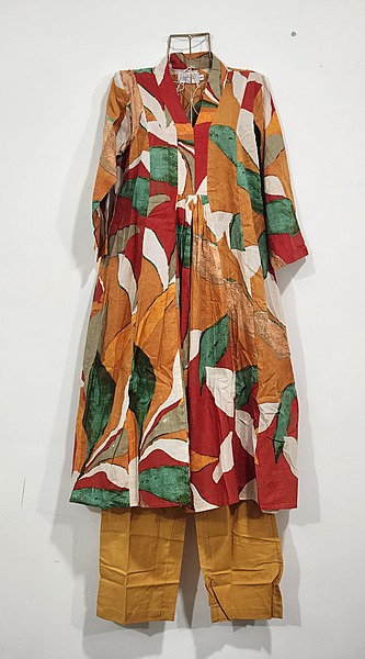 Zeenat's Everyday Flare Top + Pant Set  - Red & Leaves