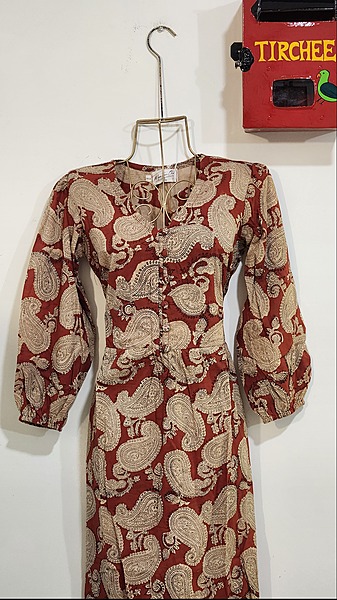 Heer's Easy Fit & Flare Dress - Earth Red & paisley