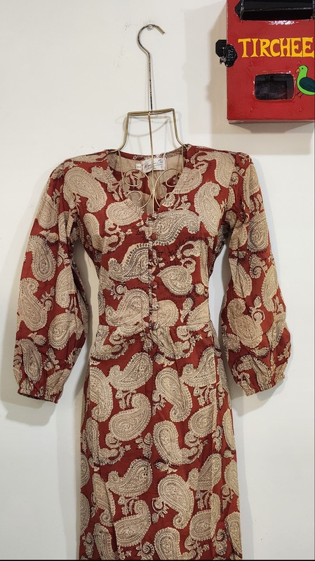 Heer's Easy Fit & Flare Dress - Earth Red & paisley