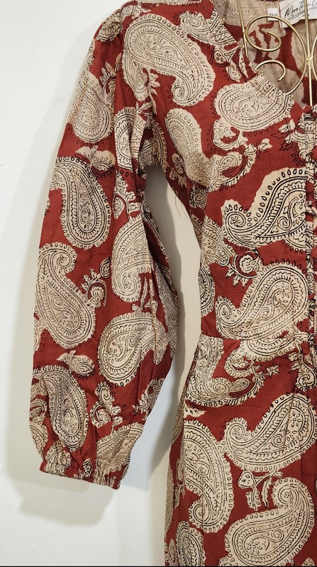 Heer's Easy Fit & Flare Dress - Earth Red & paisley