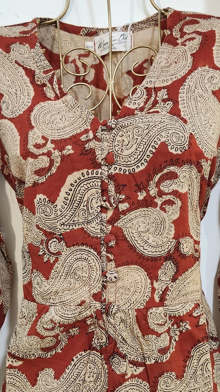 Heer's Easy Fit & Flare Dress - Earth Red & paisley