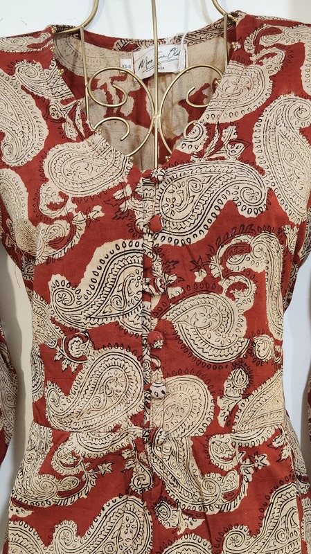 Heer's Easy Fit & Flare Dress - Earth Red & paisley