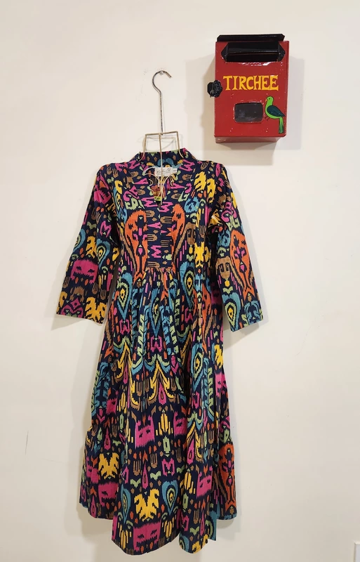Amara's Everyday Flare Dress - Dark Blue with Ikhat