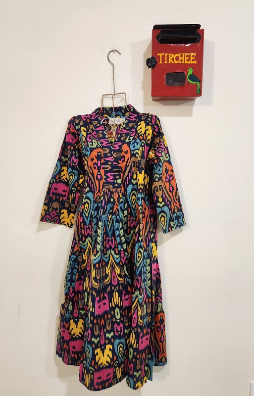 Amara's Everyday Flare Dress  - Dark Blue with Ikhat