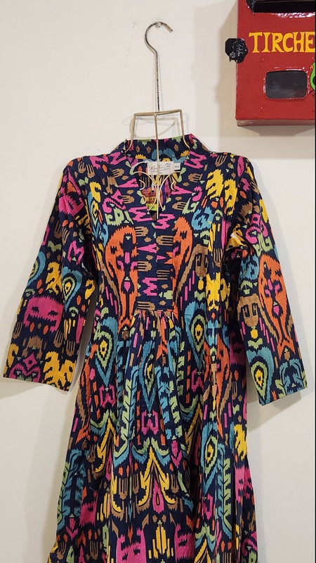 Amara's Everyday Flare Dress  - Dark Blue with Ikhat