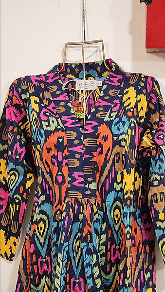 Amara's Everyday Flare Dress  - Dark Blue with Ikhat