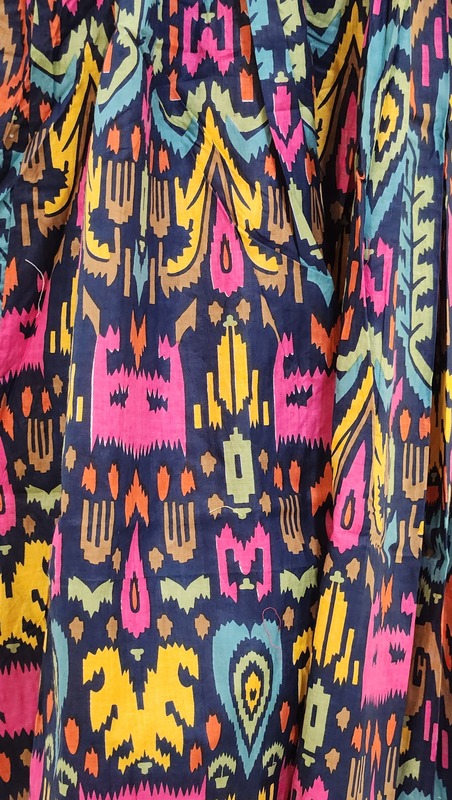 Amara's Everyday Flare Dress  - Dark Blue with Ikhat