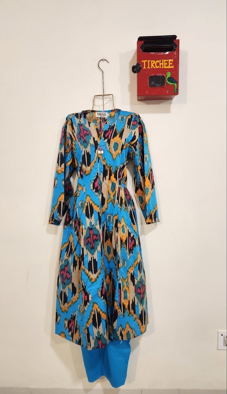 Meena's Ruffled Sides top + Pant Set  - Blue Ikkhat