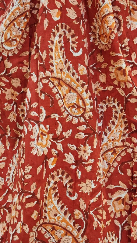 Fiza's Gentle Scrunch Tube Dress -Red with Orange Paisley