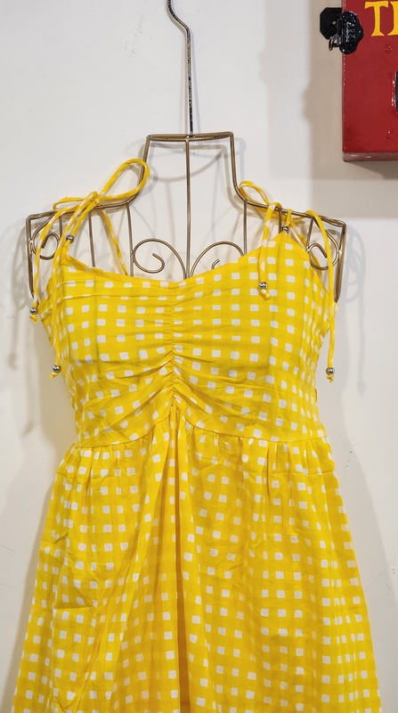 Fiza's Gentle Scrunch Tube Dress - Yellow Gingham