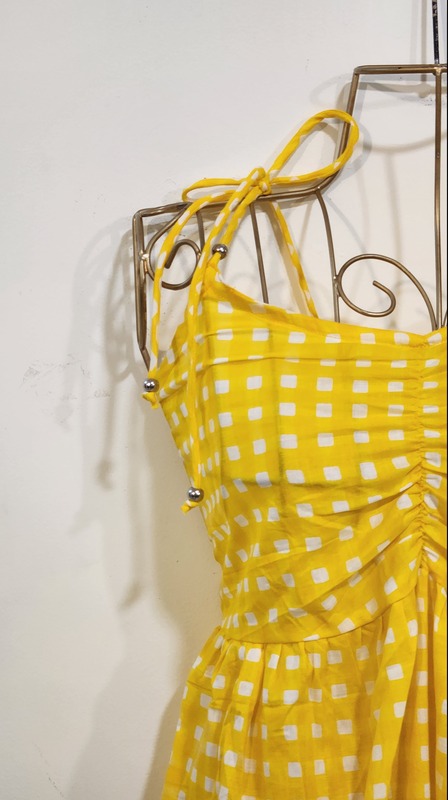 Fiza's Gentle Scrunch Tube Dress - Yellow Gingham