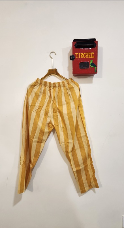 Basanti's V-striped kurta + pants - Mustard Stripes