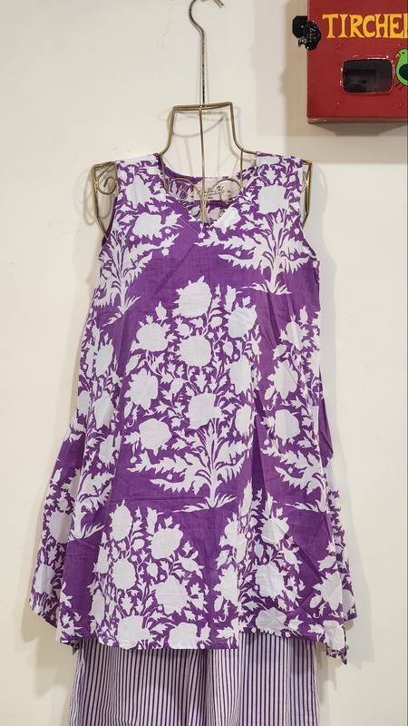 Paro's A-Line Top - Purple & White