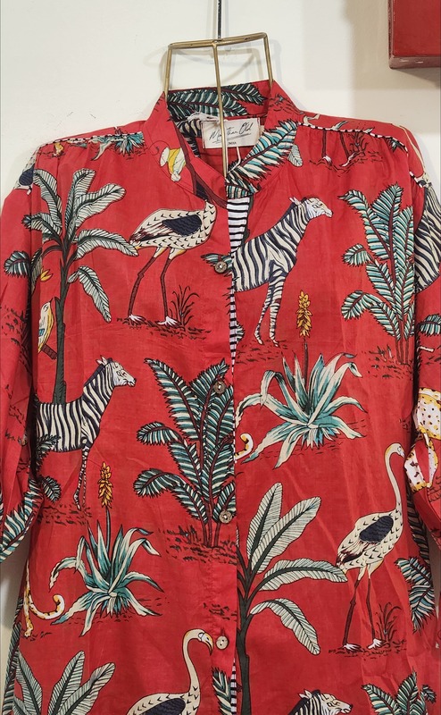 Waheeda's Collared top + Pant Set - Red Jungle