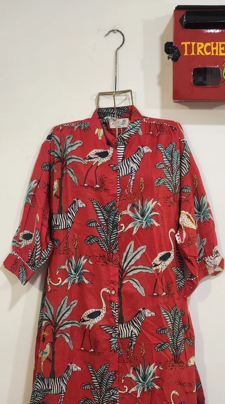 Waheeda's Collared top + Pant Set - Red Jungle