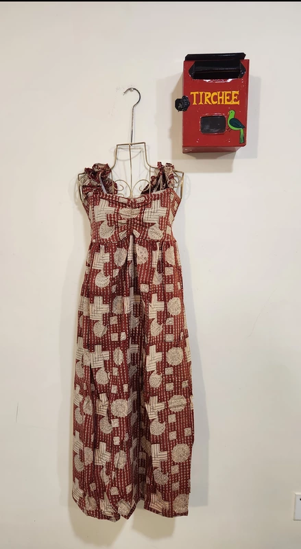 Freya's gentle Scrunch Frill Dress - Earthen Red
