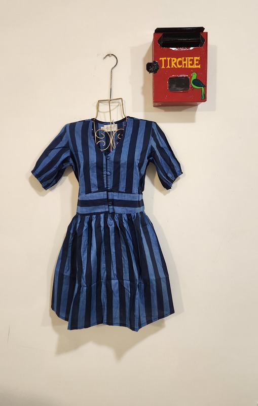 Kamini's Easy Fit & Flare Short Dress - Blue & Blue Stripes