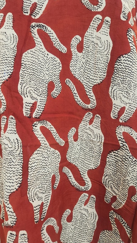 Kavya's High-Low Collared Top - Red & Tiger