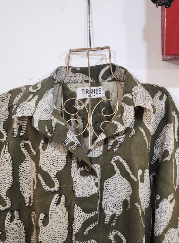 Junoon's Anti-Fit Shirt - Sap Green & Tigers