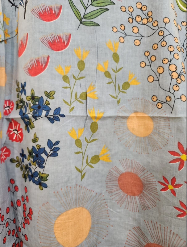 Kavya's High-Low Collared Top - Grey & Flowers