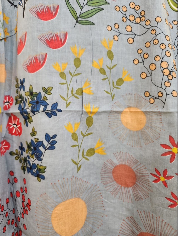 Kavya's High-Low Collared Top - Grey & Flowers