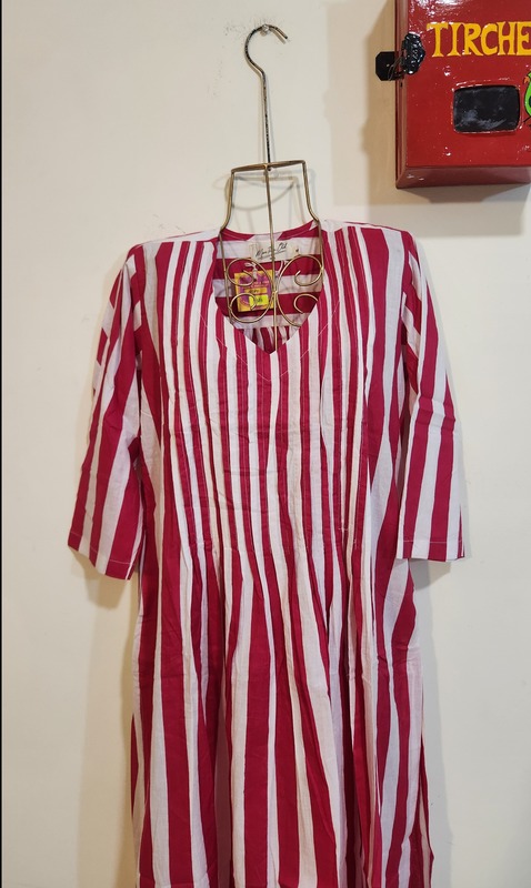 Bindi's Pin-Tuck Kurta - Pink & White