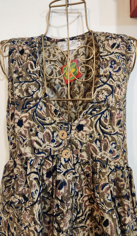 Urvashi's Deep-V & Button Top - Green kalamkari