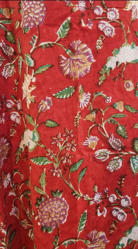 Naaz's Short halter gathered neck - Red & Flowers