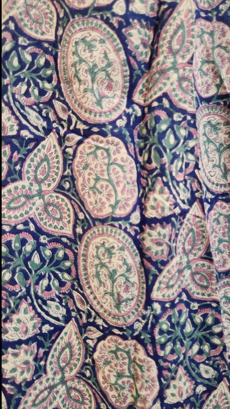 Naaz's Short halter gathered neck - Blue & Print