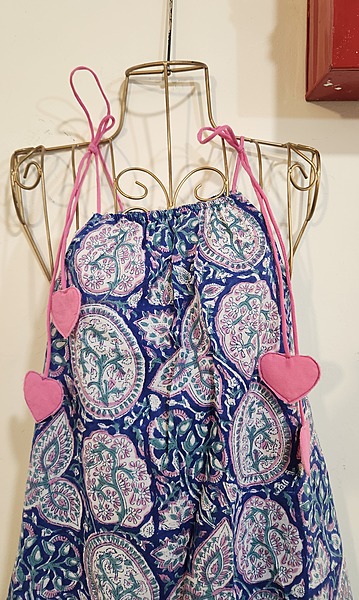 Naaz's Short halter gathered neck - Blue & Print