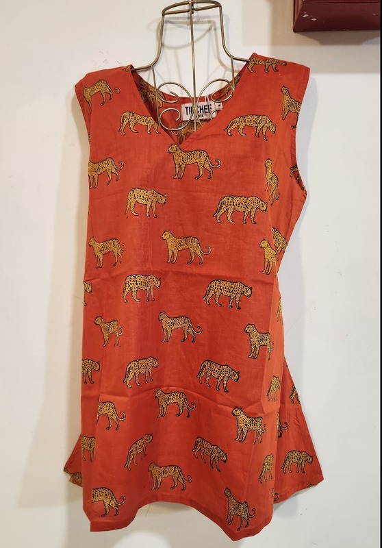 Naina's sleeve-less A-Line Top - Orange Lepord