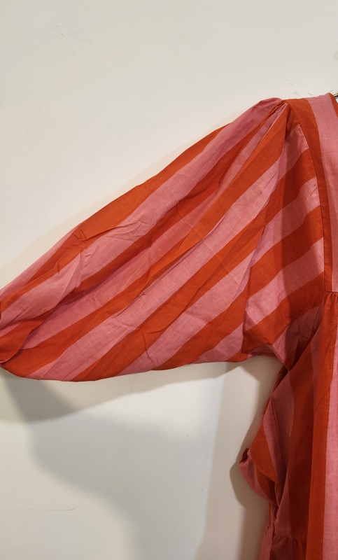 Jiya's Free-Size Flare Dress - Pink & Orange Stripes